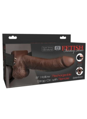 8" Hollow Rechargeable Strap-on with Remote